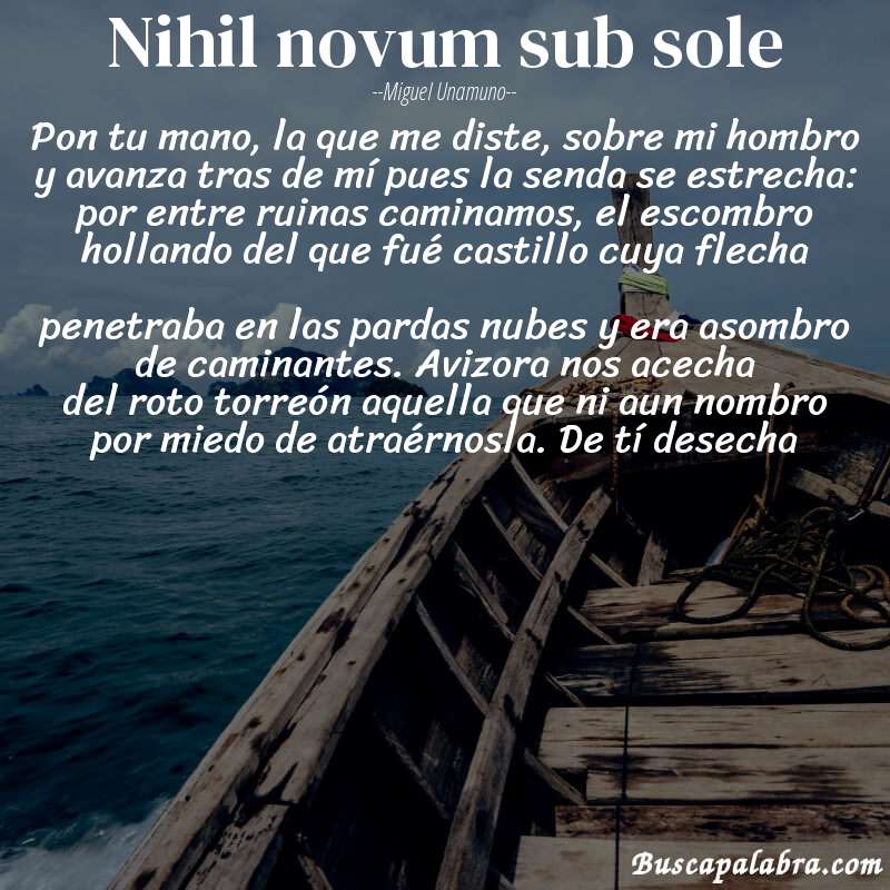 Poema Nihil novum sub sole de Miguel Unamuno con fondo de barca
