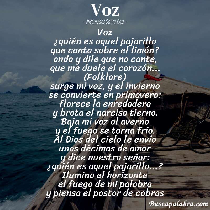 Poema voz de Nicomedes Santa Cruz con fondo de barca