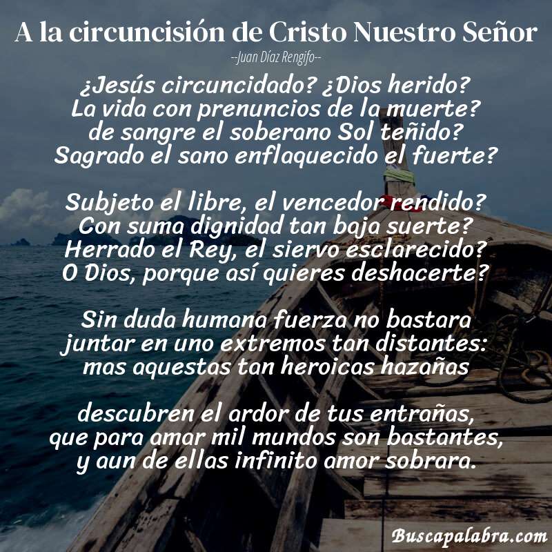 Poema A la circuncisión de Cristo Nuestro Señor de Juan Díaz Rengifo con fondo de barca