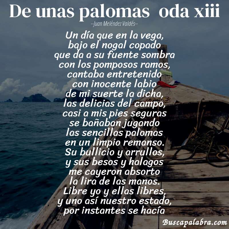 Poema de unas palomas  oda xiii de Juan Meléndez Valdés con fondo de barca