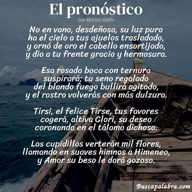 Poema El pronóstico de Juan Meléndez Valdés con fondo de barca