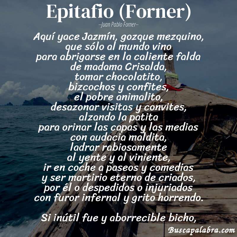Poema Epitafio (Forner) de Juan Pablo Forner con fondo de barca