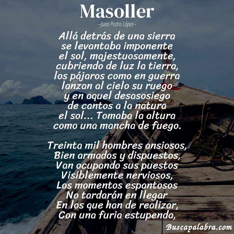 Poema Masoller de Juan Pedro López con fondo de barca