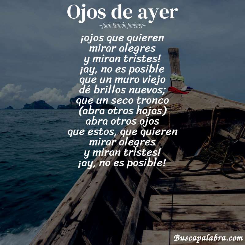 Poema ojos de ayer de Juan Ramón Jiménez con fondo de barca