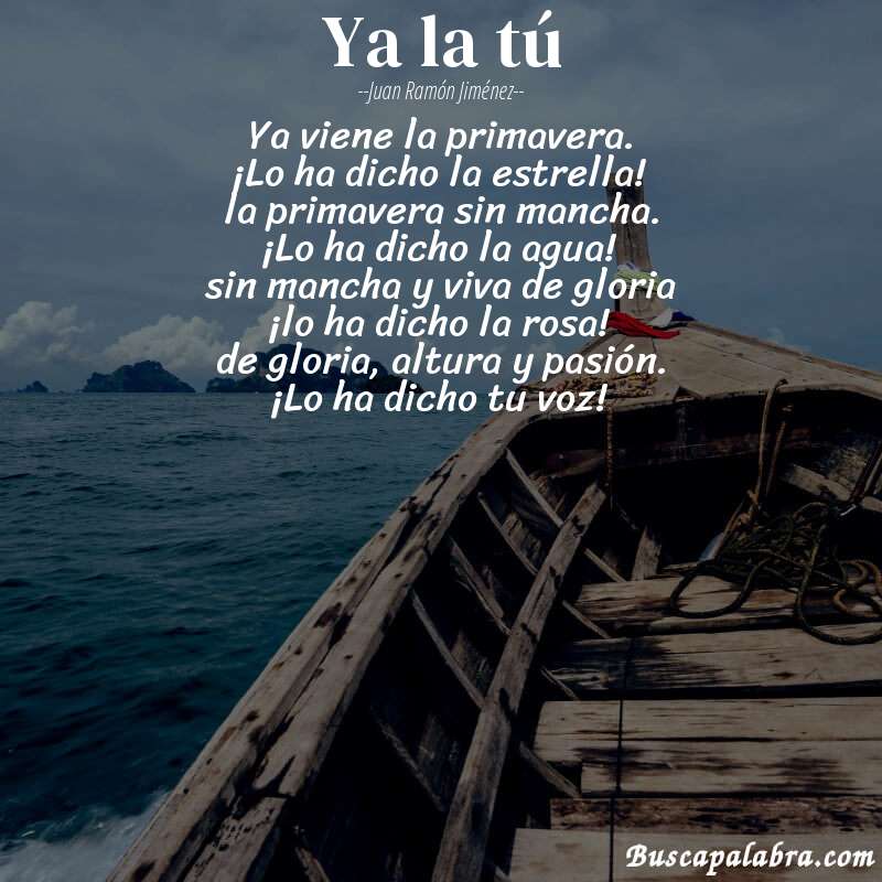 Poema ya la tú de Juan Ramón Jiménez con fondo de barca