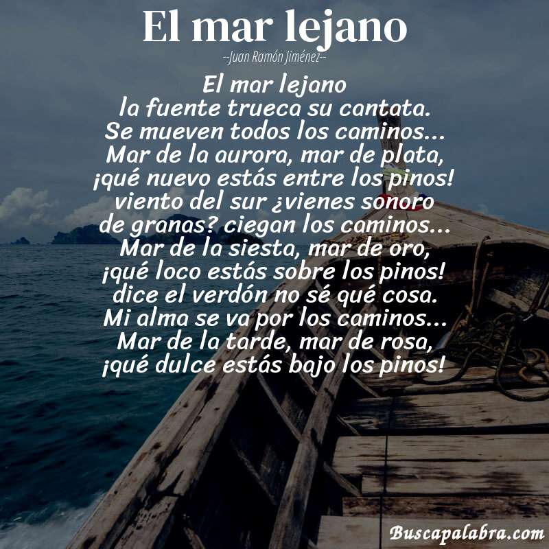Poema el mar lejano de Juan Ramón Jiménez con fondo de barca