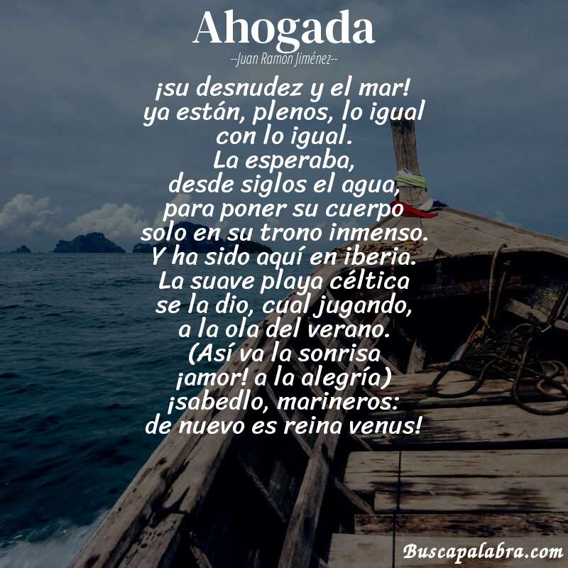 Poema ahogada de Juan Ramón Jiménez con fondo de barca