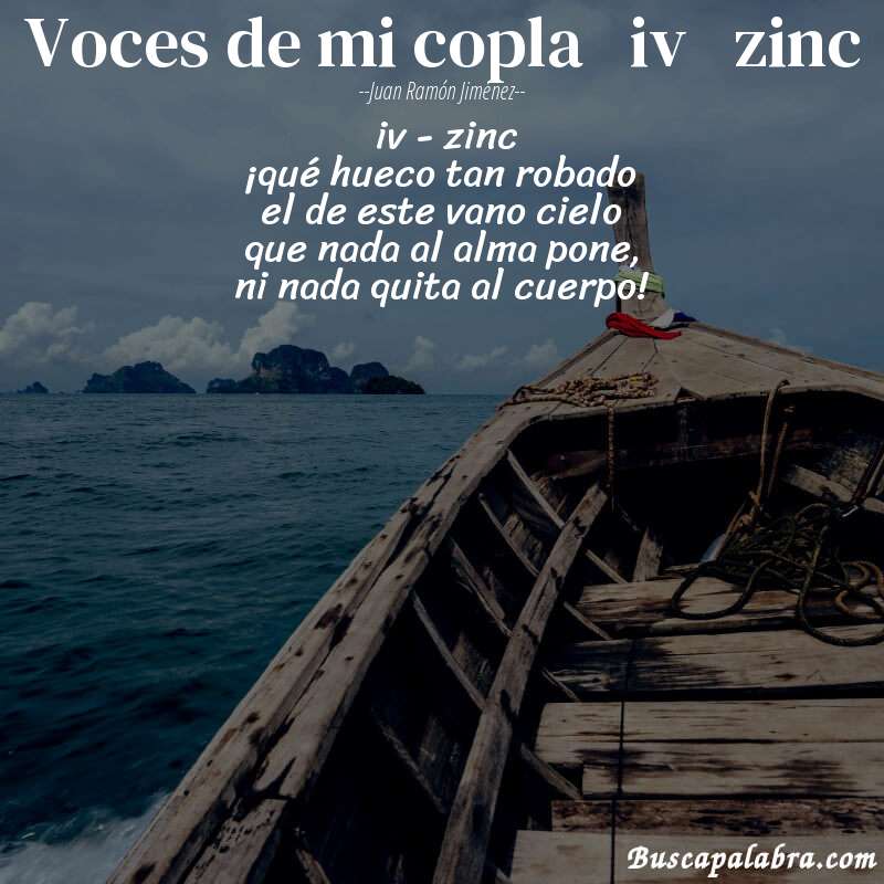 Poema voces de mi copla   iv   zinc de Juan Ramón Jiménez con fondo de barca