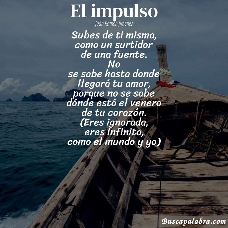 Poema el impulso de Juan Ramón Jiménez con fondo de barca