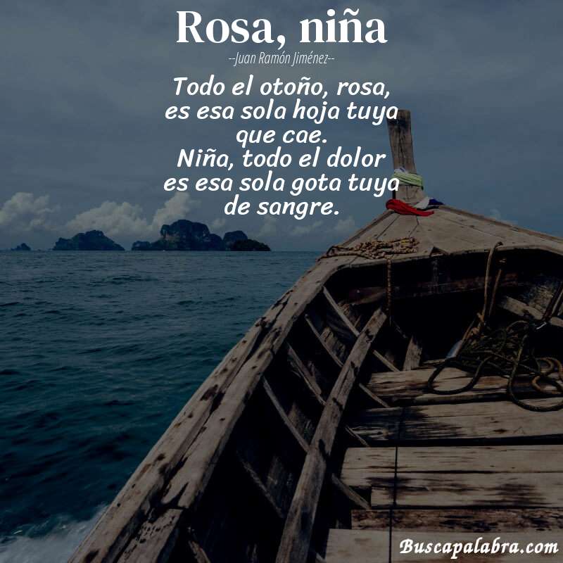 Poema rosa, niña de Juan Ramón Jiménez con fondo de barca