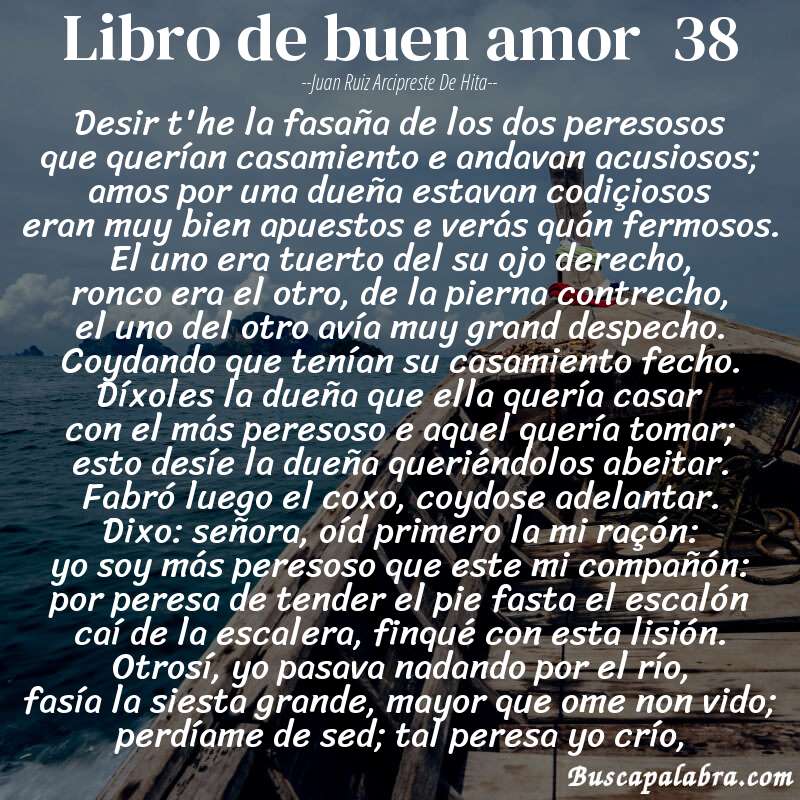 Poema libro de buen amor  38 de Juan Ruiz Arcipreste de Hita con fondo de barca