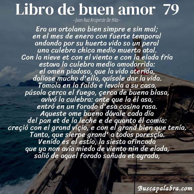 Poema libro de buen amor  79 de Juan Ruiz Arcipreste de Hita con fondo de barca