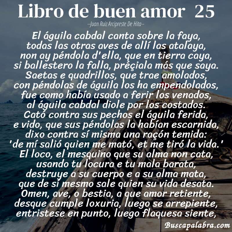 Poema libro de buen amor  25 de Juan Ruiz Arcipreste de Hita con fondo de barca