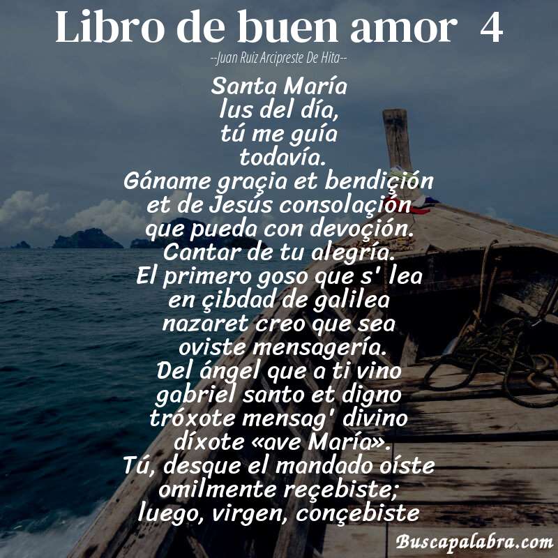 Poema libro de buen amor  4 de Juan Ruiz Arcipreste de Hita con fondo de barca