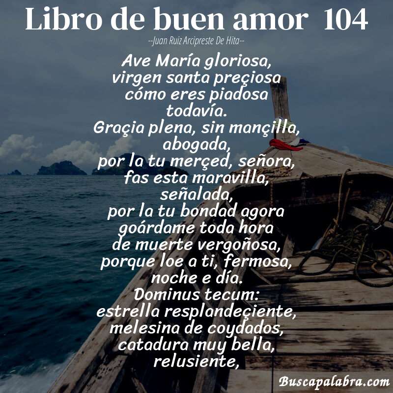 Poema libro de buen amor  104 de Juan Ruiz Arcipreste de Hita con fondo de barca