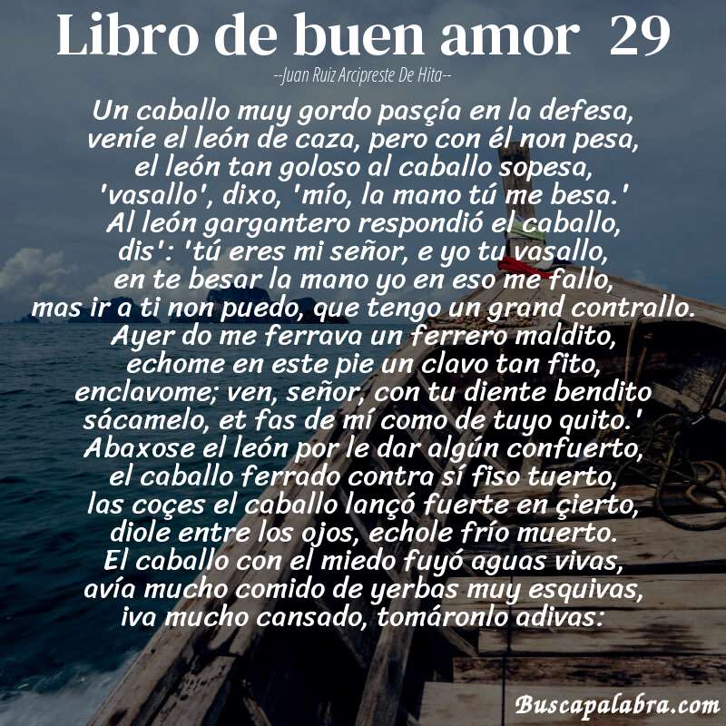 Poema libro de buen amor  29 de Juan Ruiz Arcipreste de Hita con fondo de barca