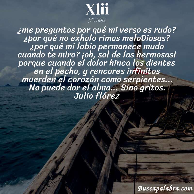 Poema xlii de Julio Flórez con fondo de barca