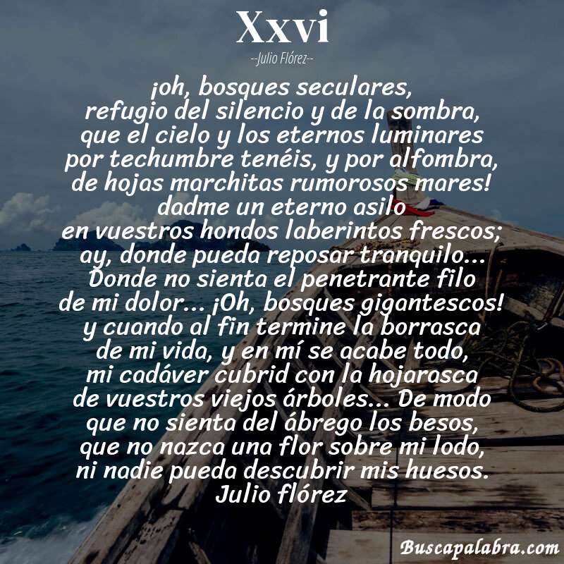 Poema xxvi de Julio Flórez con fondo de barca