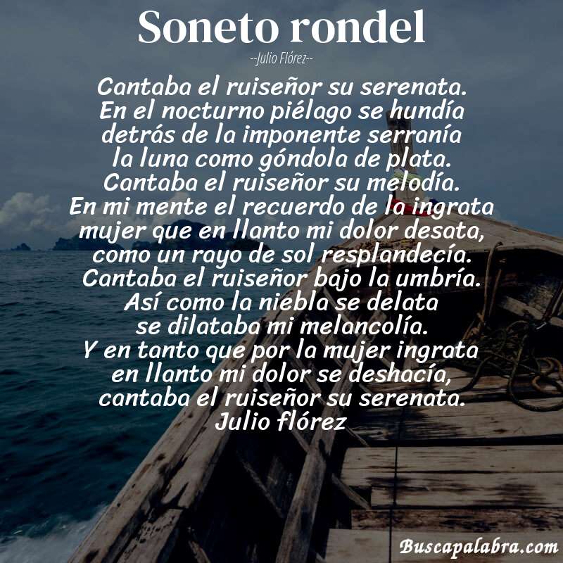 Poema soneto rondel de Julio Flórez con fondo de barca