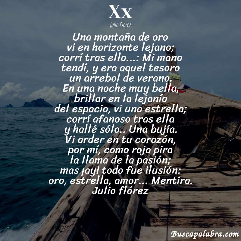 Poema xx de Julio Flórez con fondo de barca