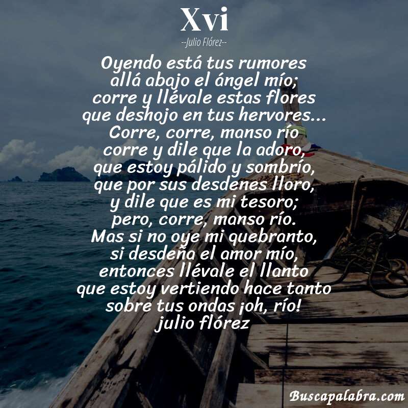 Poema xvi de Julio Flórez con fondo de barca