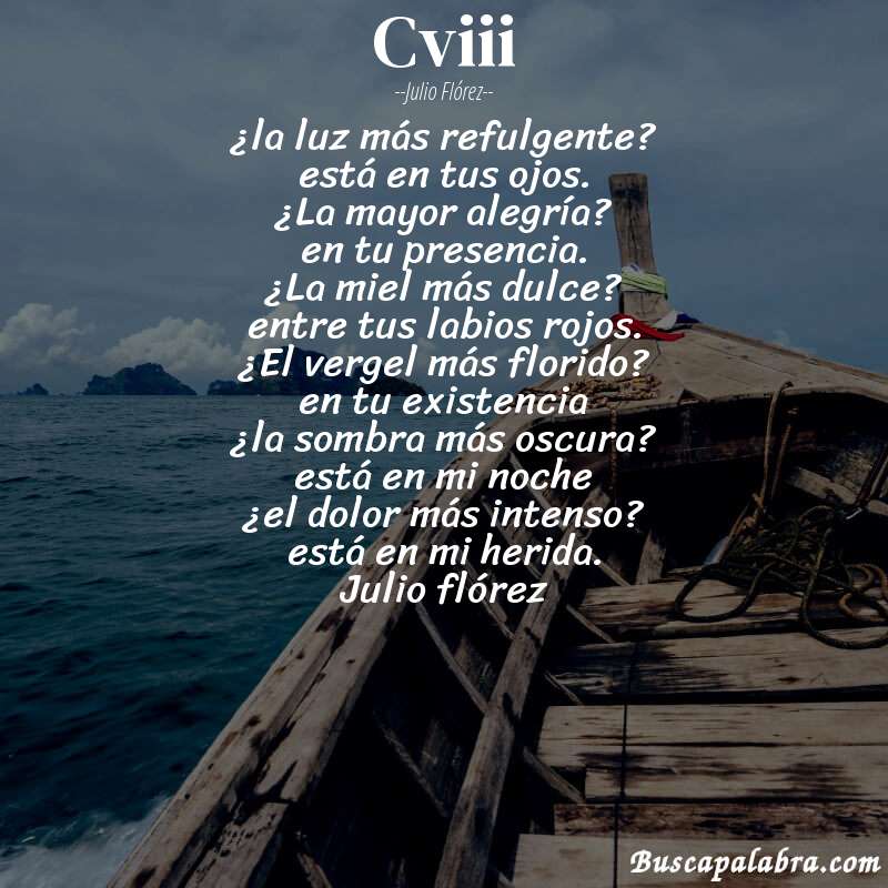 Poema cviii de Julio Flórez con fondo de barca