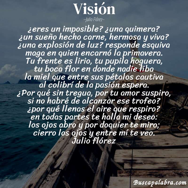 Poema visión de Julio Flórez con fondo de barca
