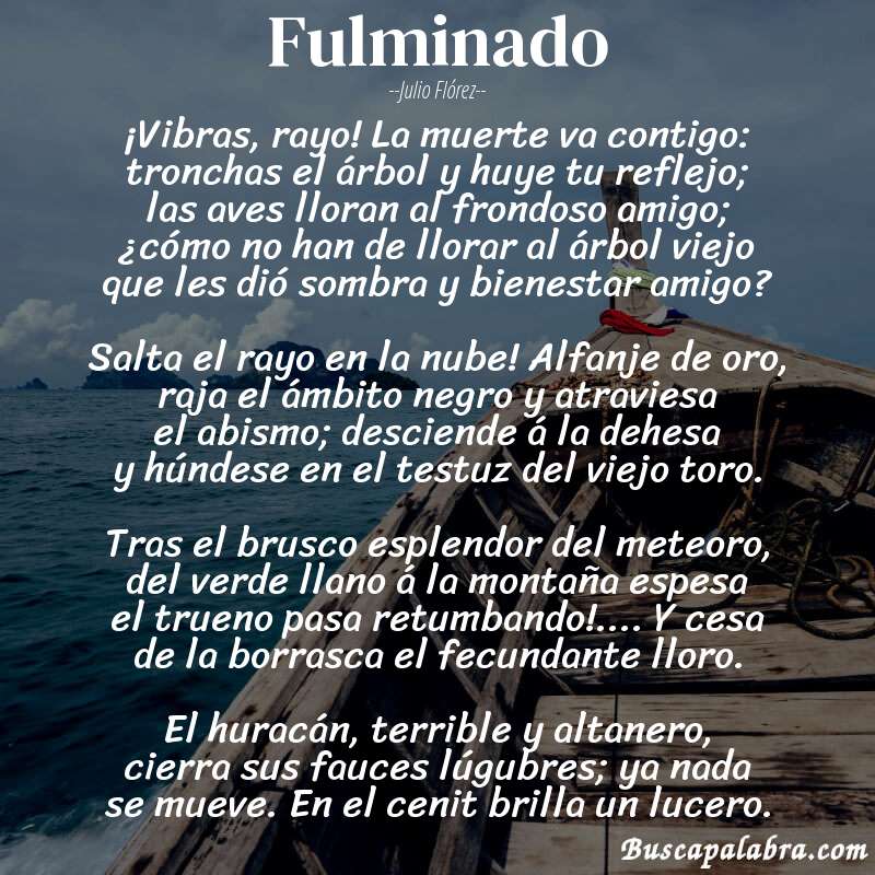 Poema Fulminado de Julio Flórez con fondo de barca