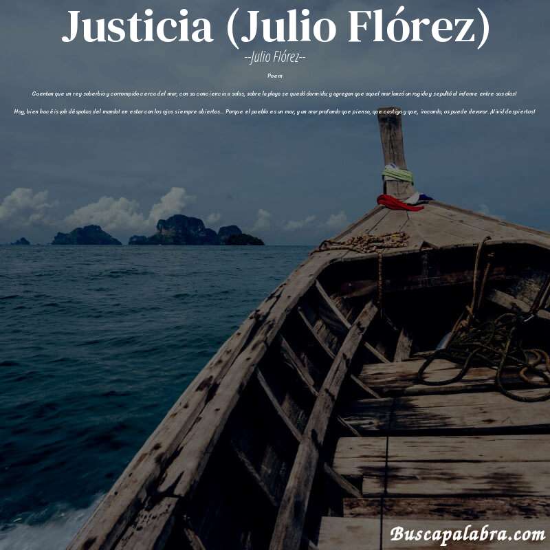Poema Justicia (Julio Flórez) de Julio Flórez con fondo de barca