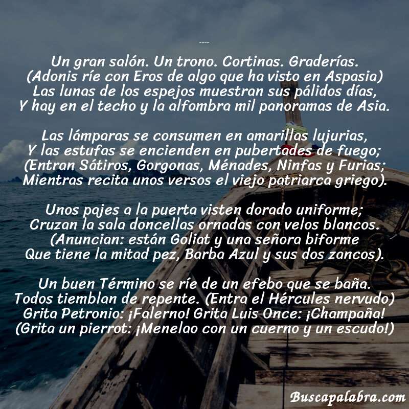 Poema Fiesta popular de ultratumba de Julio Herrera Reissig con fondo de barca