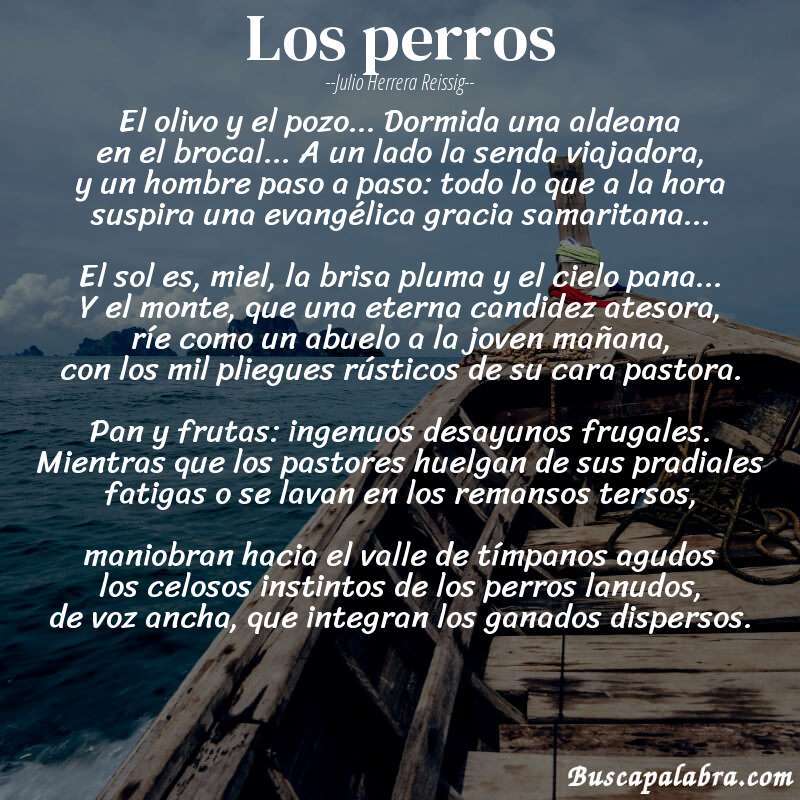 Poema los perros de Julio Herrera Reissig con fondo de barca