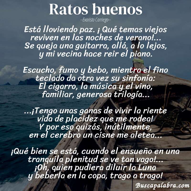 Poema Ratos buenos de Evaristo Carriego con fondo de barca