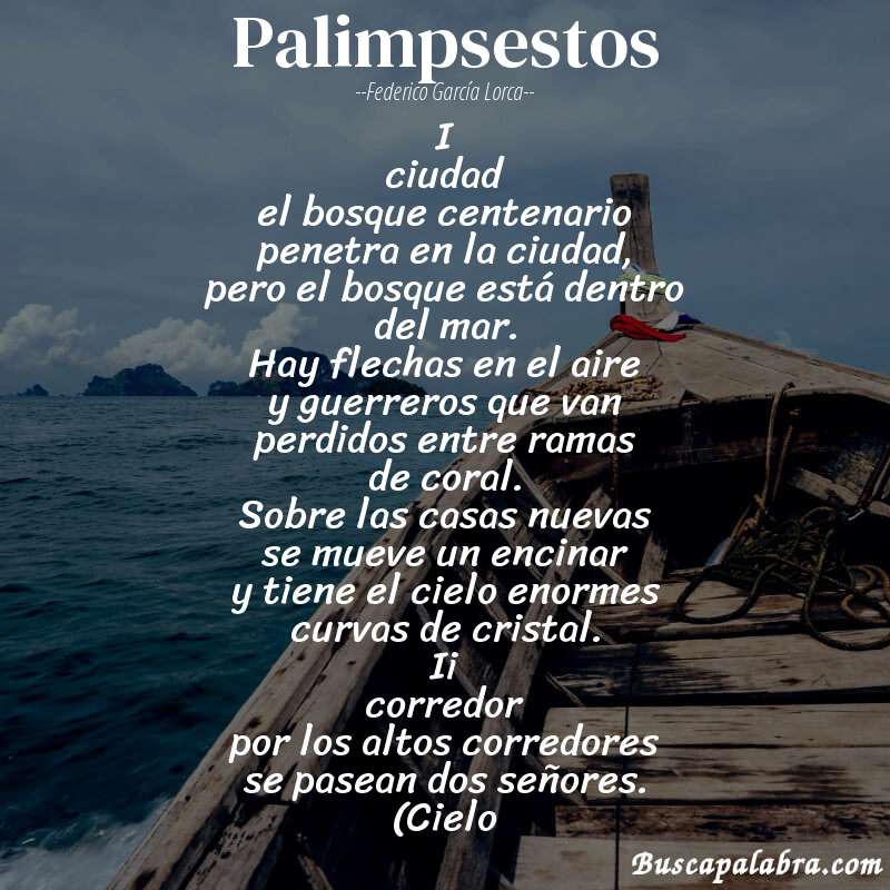 Poema palimpsestos de Federico García Lorca con fondo de barca