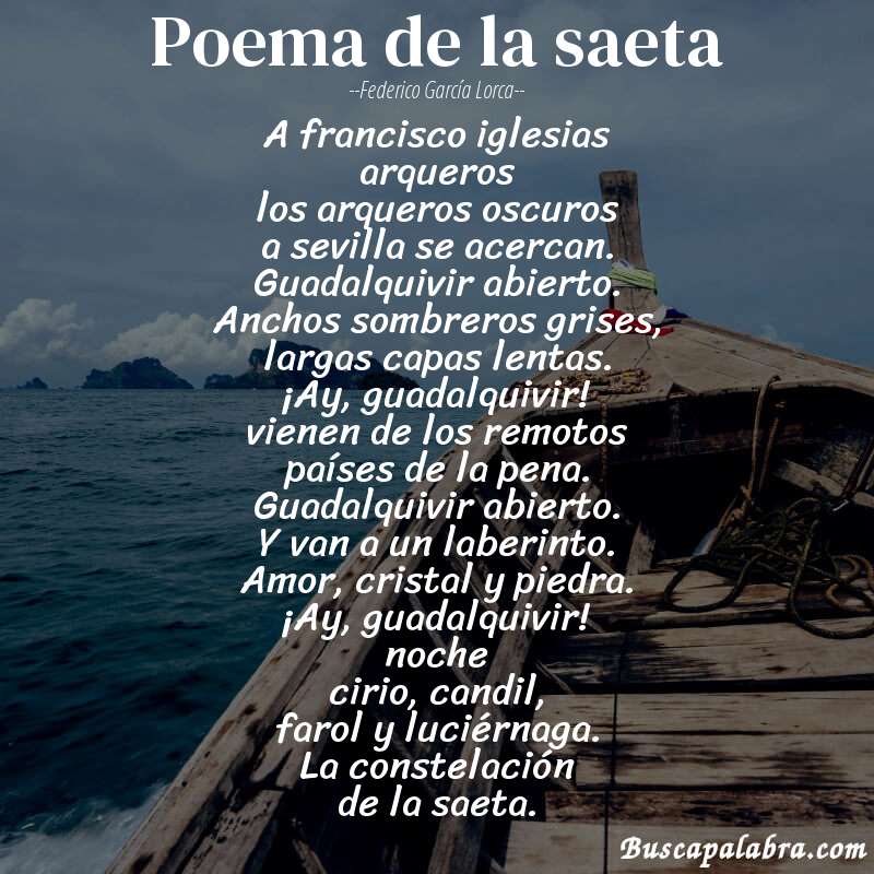Poema poema de la saeta de Federico García Lorca con fondo de barca