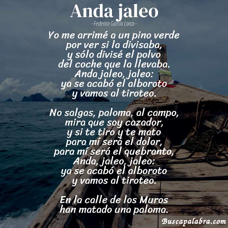 Poema Anda jaleo de Federico García Lorca con fondo de barca