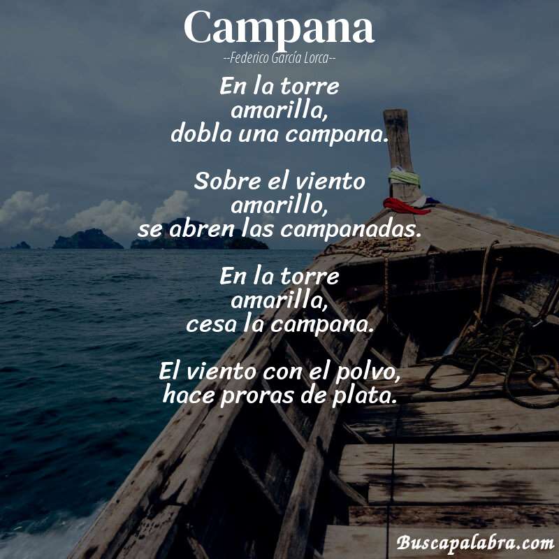 Poema Campana de Federico García Lorca con fondo de barca