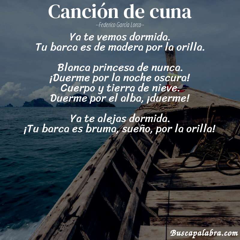 Poema Canción de cuna de Federico García Lorca con fondo de barca