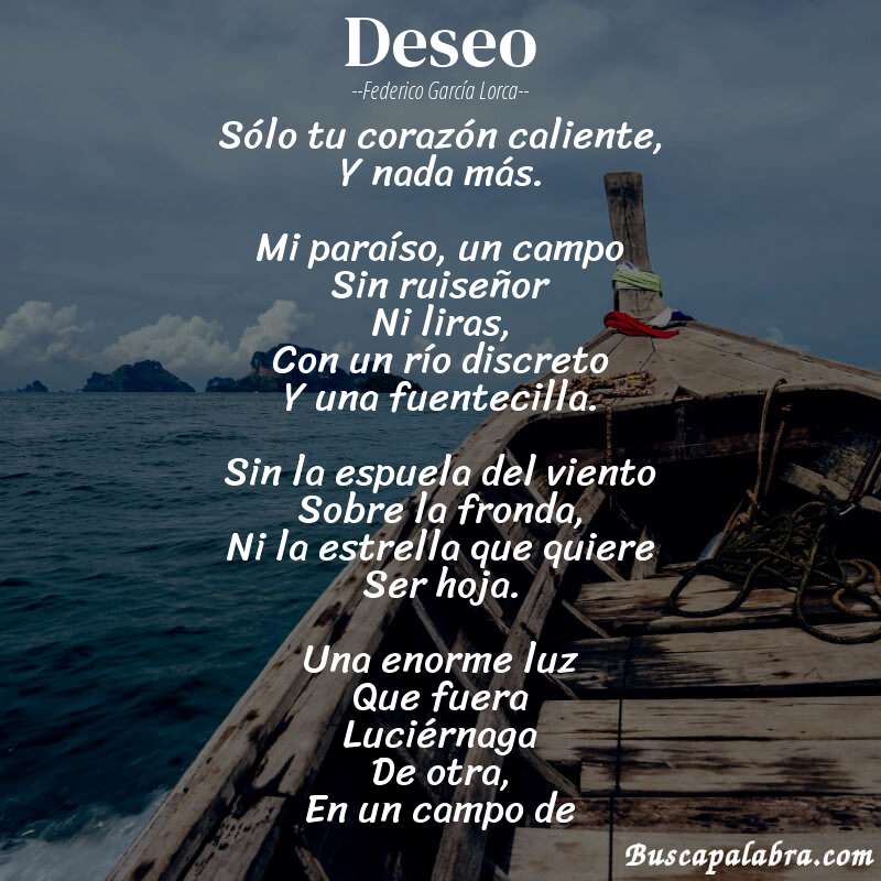 Poema Deseo de Federico García Lorca con fondo de barca