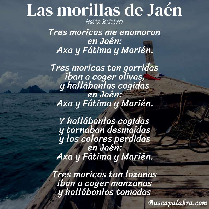 Poema Las morillas de Jaén de Federico García Lorca con fondo de barca