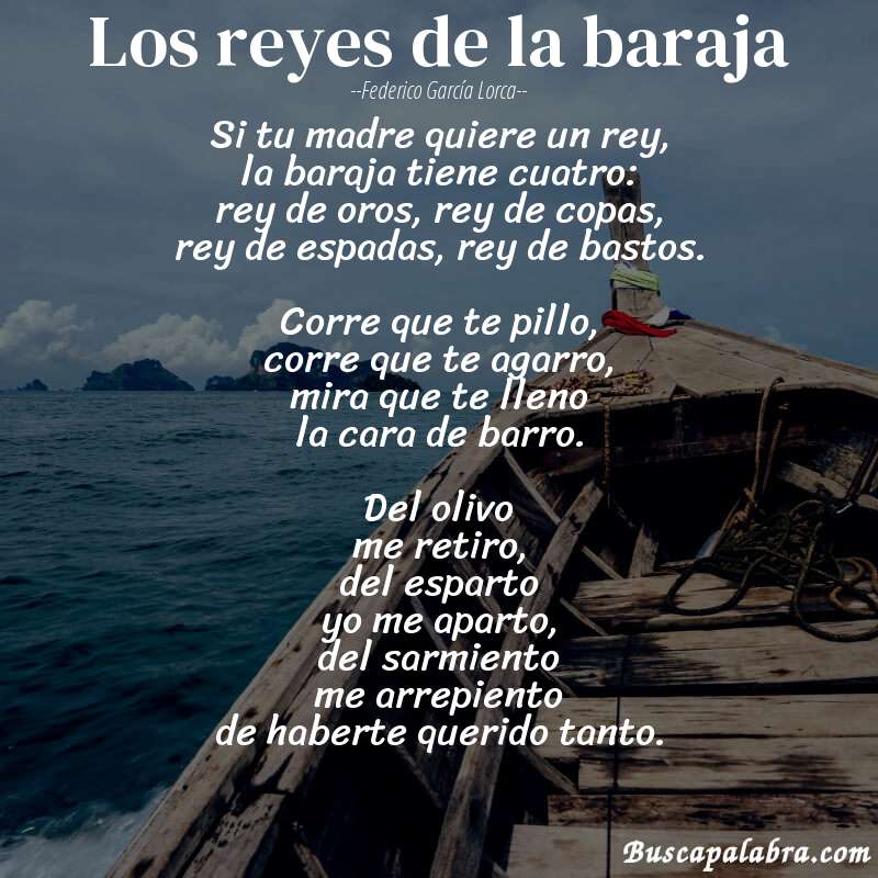 Poema Los reyes de la baraja de Federico García Lorca con fondo de barca