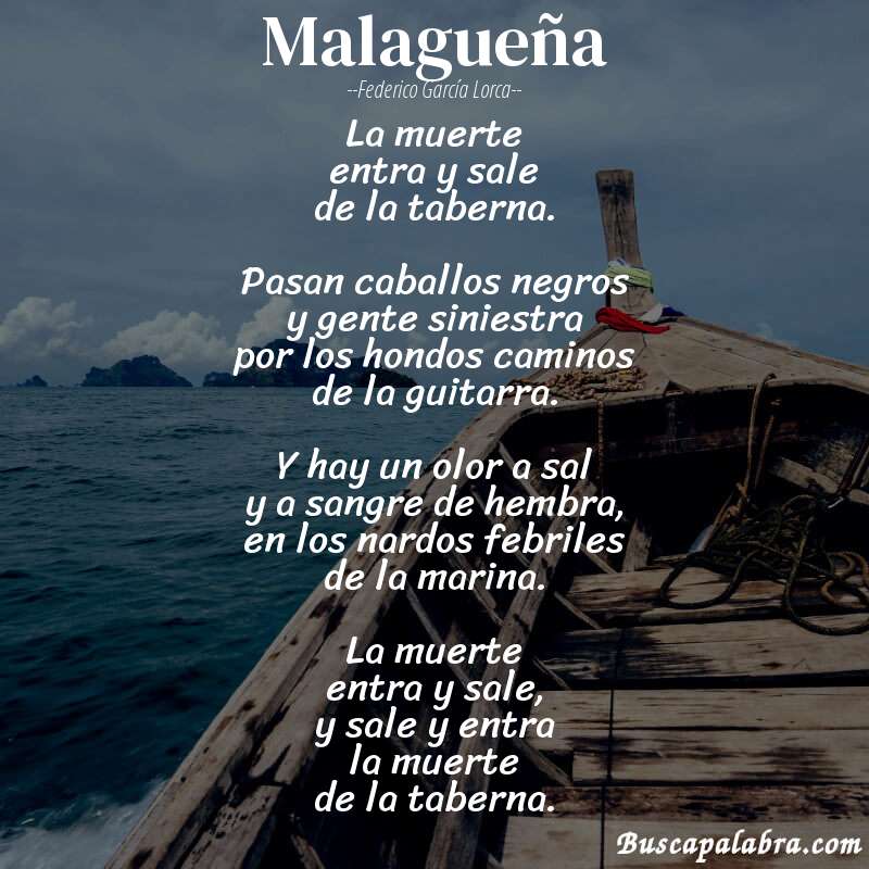 Poema Malagueña de Federico García Lorca con fondo de barca