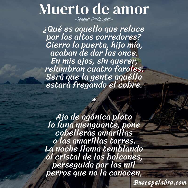Poema Muerto de amor de Federico García Lorca con fondo de barca