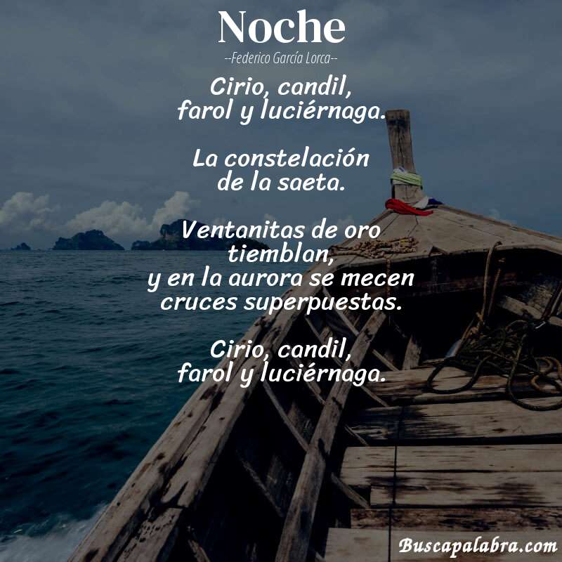 Poema Noche de Federico García Lorca con fondo de barca