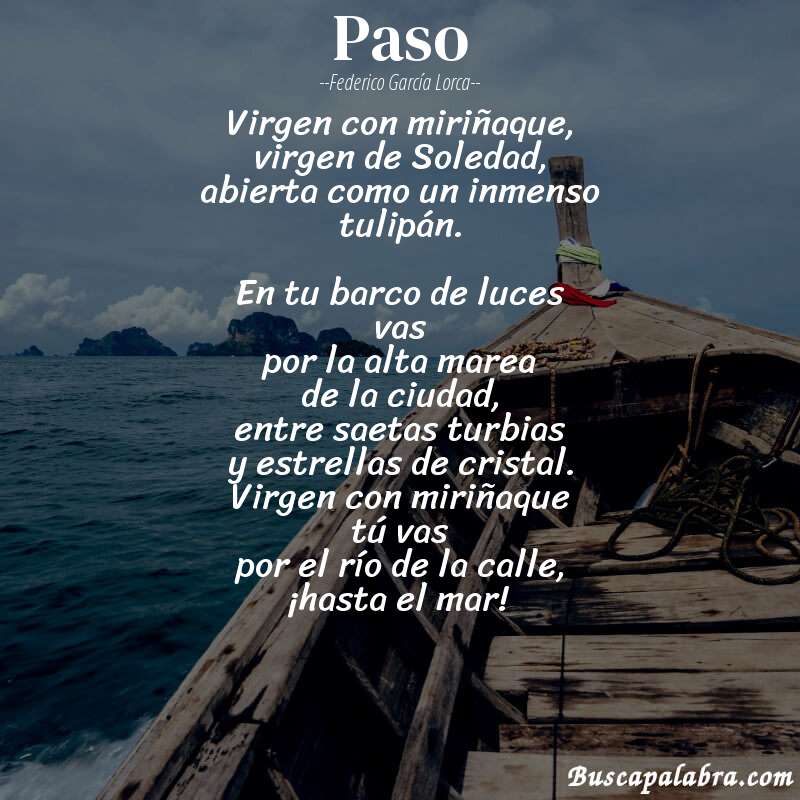 Poema Paso de Federico García Lorca con fondo de barca