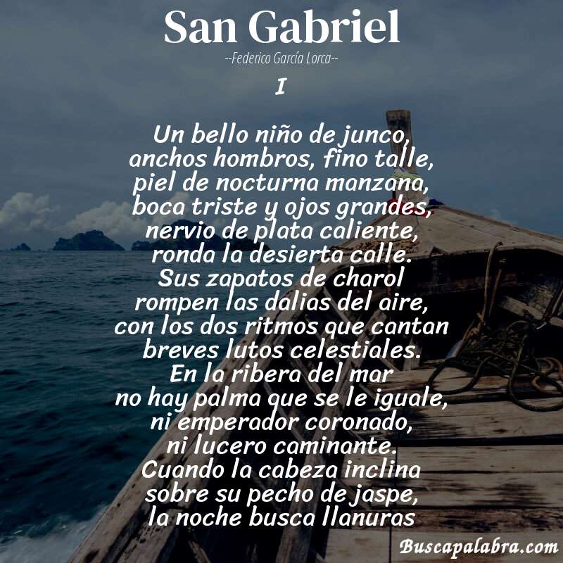 Poema San Gabriel de Federico García Lorca con fondo de barca