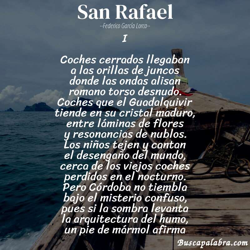 Poema San Rafael de Federico García Lorca con fondo de barca