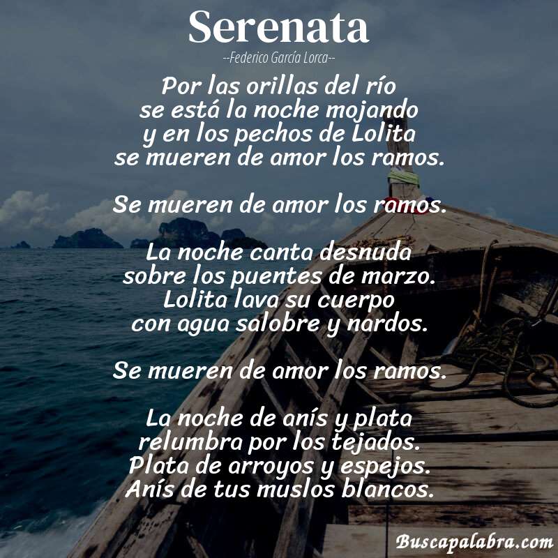 Poema Serenata de Federico García Lorca con fondo de barca