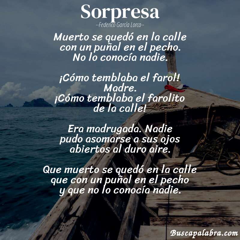 Poema Sorpresa de Federico García Lorca con fondo de barca