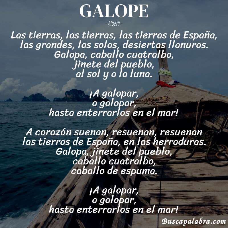 Poema GALOPE de Alberti con fondo de barca