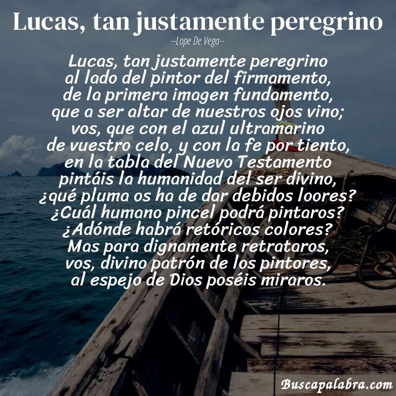 Poema Lucas, tan justamente peregrino de Lope de Vega con fondo de barca